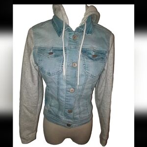 Wallflower Light Denim Gray Sweatshirt Hooded Jacket Small